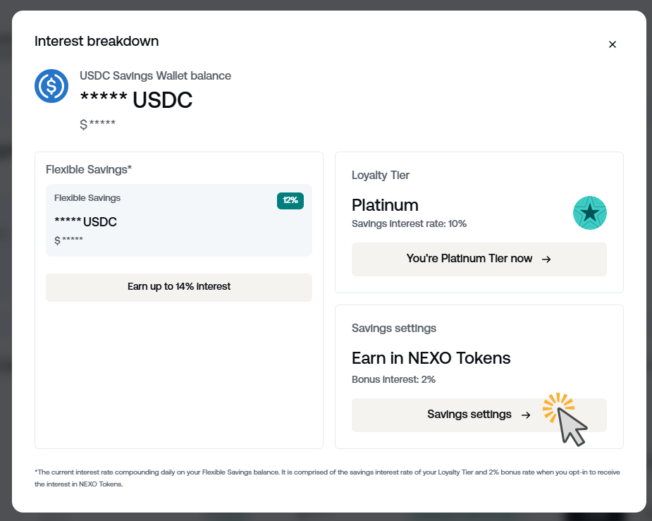 Earn in NEXO Token